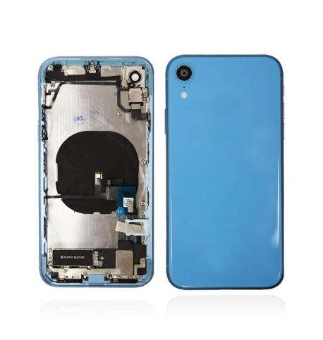 Couverture arrière / coque arrière avec petites pièces pré-assemblées compatibles pour iPhone xr (bleu)