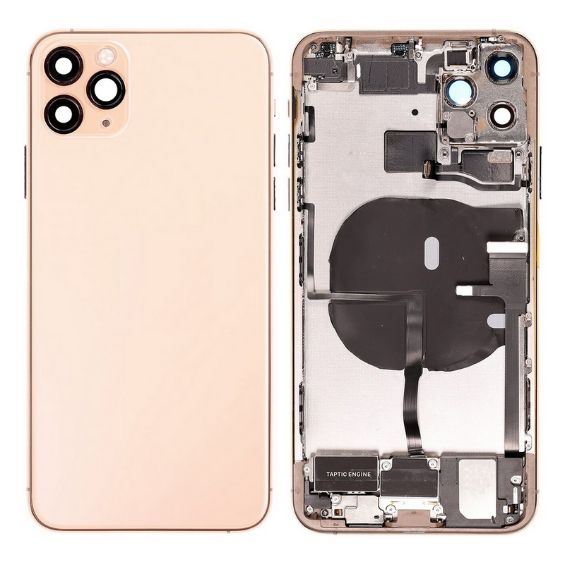 Couvercle arrière / coquille arrière avec petites pièces pré-assemblées compatibles pour iPhone 11 Pro Max (or)