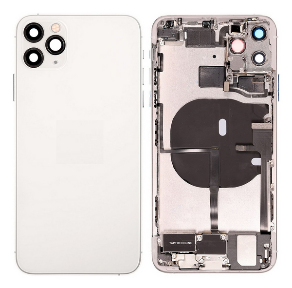 Cover posteriore / conchiglie posteriore con parti piccole Pre-assemblate compatibili per iPhone 11 Pro Max (Argento)