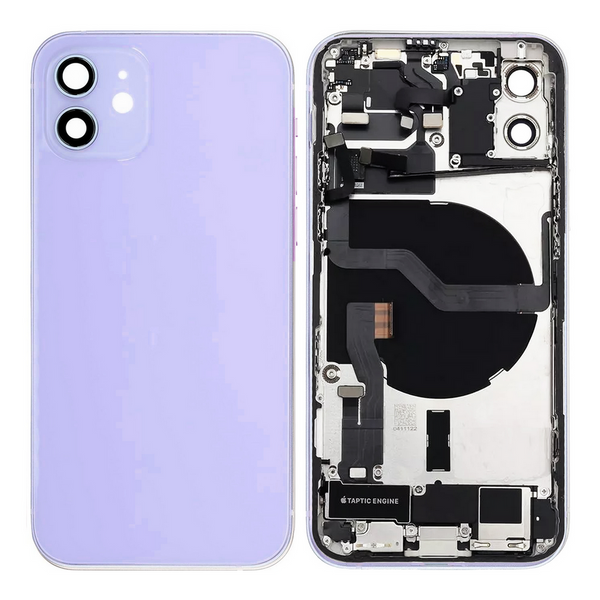 Cover posteriore / conchiglie posteriore con parti piccole preassemblate compatibili per iPhone 12 (Violet)