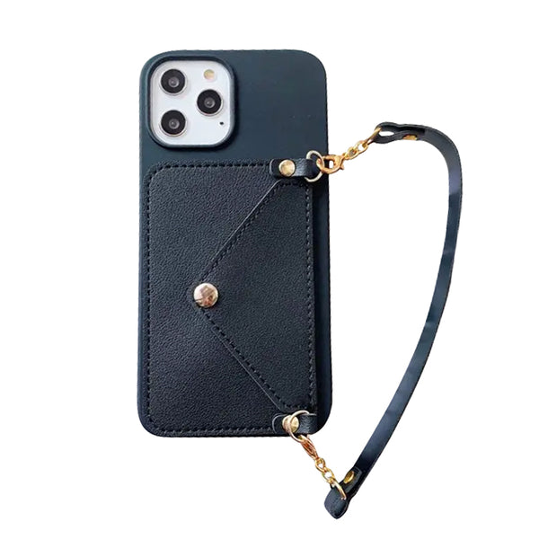 Schwarz Handtasche Case Hülle für iPhone 14