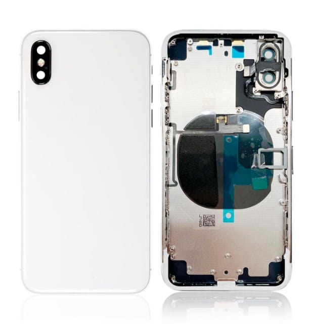 Back Cover / Rückschale mit Kleinteilen vormontiert Kompatibel für iPhone X (Silber)