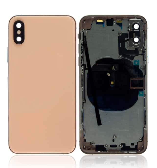 Cover posteriore / conchiglia posteriore con parti piccole preassemblate compatibili per iPhone xs (oro)