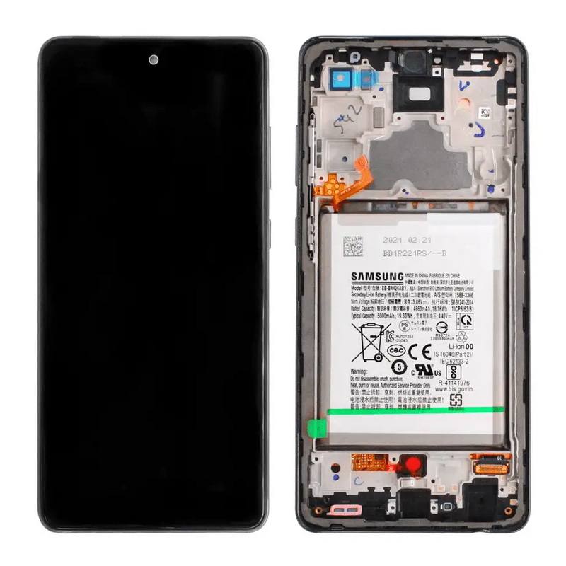 Galaxy A72 4G/5G Schwarz OLED (inkl. Batterie) Display Bildschirm – SM-A725/726 GH82-25541A / GH82-25542A (Service Pack)
