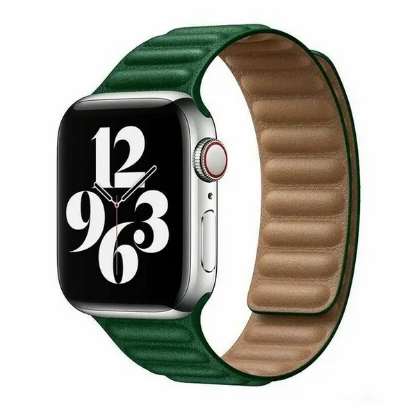 Leder Armband für Apple Watch (42/44/45,49mm) - Größe M/L (230mm) - Dunkelgrün