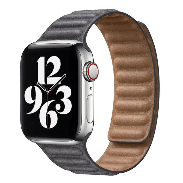 Leder Armband für Apple Watch (42/44/45,49mm) - Größe M/L (230mm) - Grau