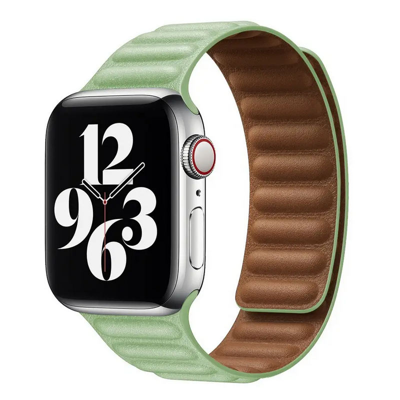 Leder Armband für Apple Watch (42/44/45,49mm) - Größe M/L (230mm) - Hellgrün