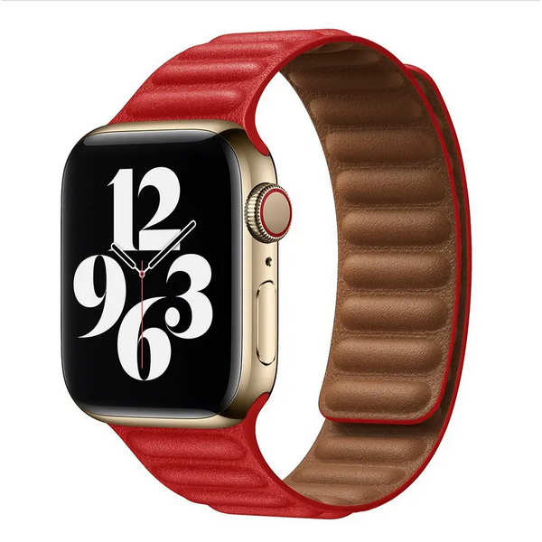 Leder Armband für Apple Watch (42/44/45,49mm) - Größe M/L (230mm) - Rot