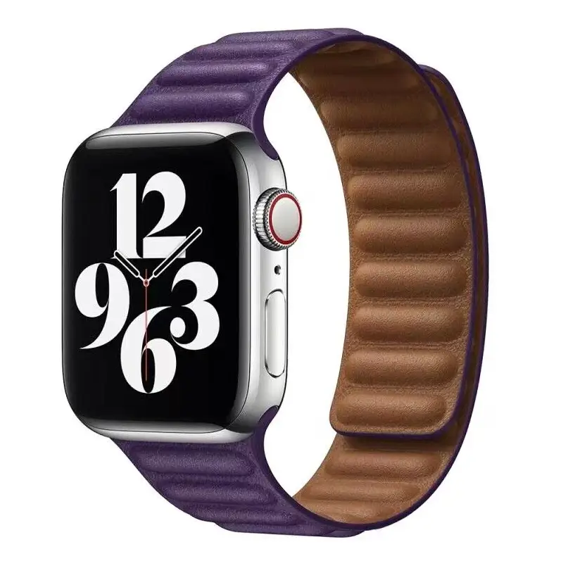 Leder Armband für Apple Watch (42/44/45,49mm) - Größe M/L (230mm) - Violett