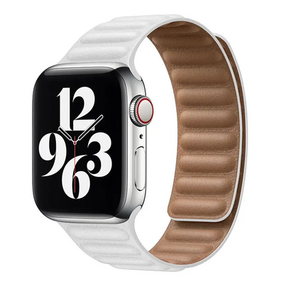 Leder Armband für Apple Watch (42/44/45,49mm) - Größe M/L (230mm) - Weiß