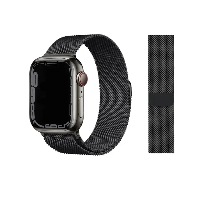 Milanese Loop Armband für Apple Watch (42/44/45/49mm) - Größe M/L (255mm) - Schwarz