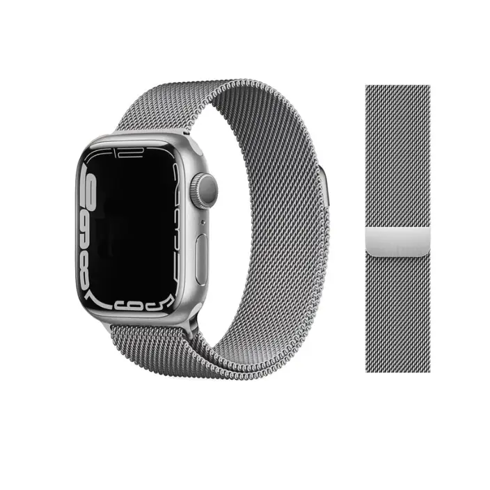 Milanese Loop Armband für Apple Watch (42/44/45/49mm) - Größe M/L (255mm) - Silber